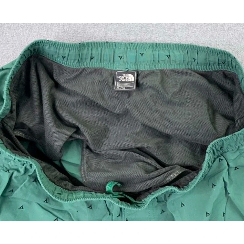 The North Face Flash‎ Dry Swim Trunks Mens XL Green Tent AOP Zip Pocket Lined